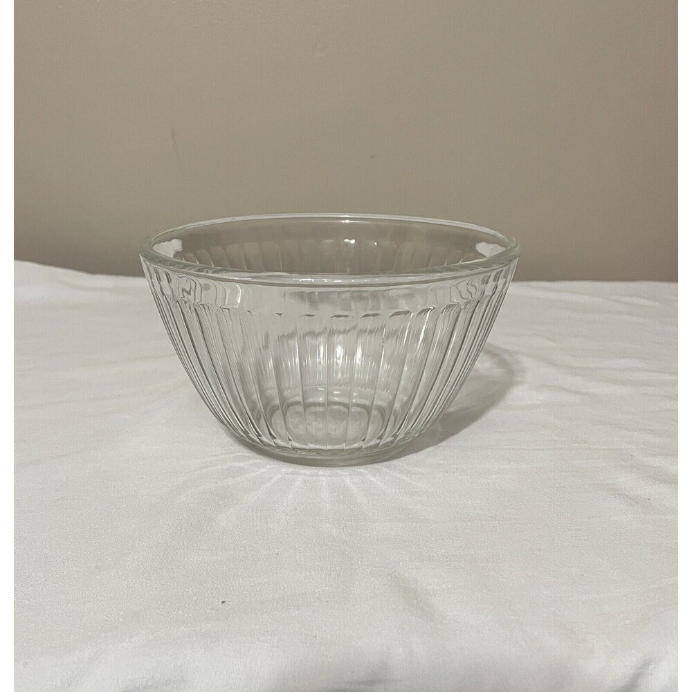 Three Pyrex Glass 7401-S Clear Mixing Bowls Ribbed 3 cups Kitchen Glassware - Picture 2 of 7
